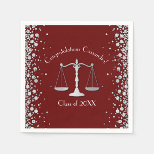 Serviette En Papier Lawyer Law School Maroon Silver Graduation Party