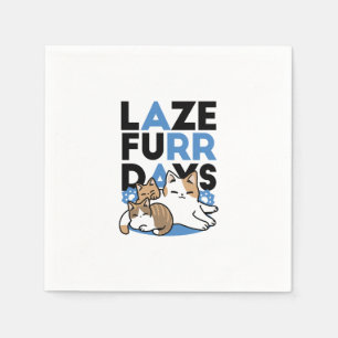 Serviette En Papier Laze Furr Days - Cute Lazy Cats Design