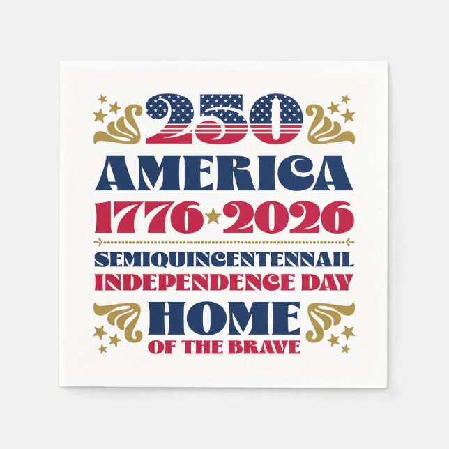 Serviette En Papier Le 250e anniversaire de Stars Stripes (Devant)