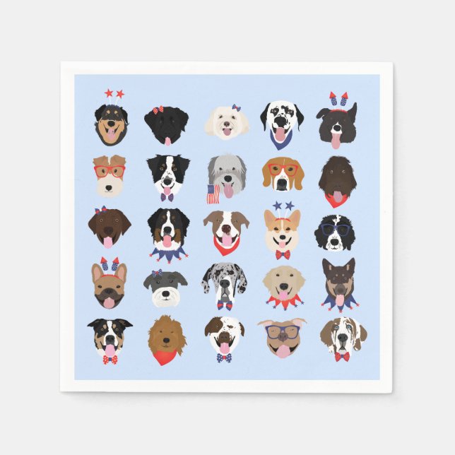 Serviette En Papier Le 4 Juillet Dog Visages (Devant)
