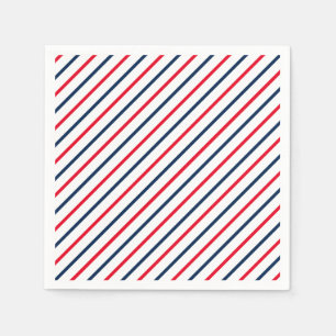 Serviette En Papier Le 4 juillet, les rayures bleues rouges patriotiqu