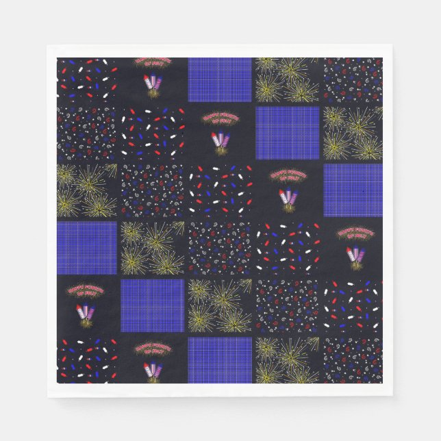 Serviette En Papier Le 4 juillet Patchwork Motif - le 4 juillet (Devant)