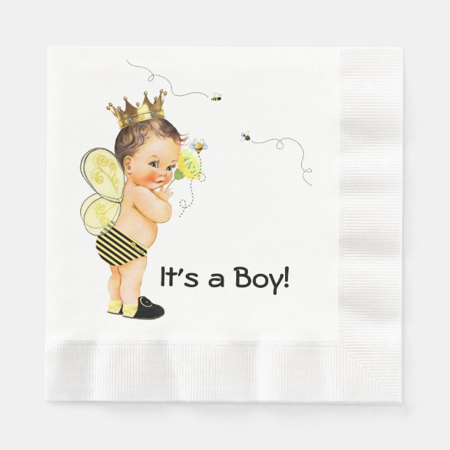 Serviette En Papier Le Baby shower d'abeilles du garçon Bumble (Devant)