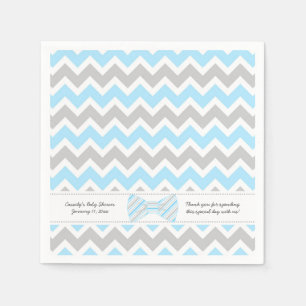 Serviette En Papier Le baby shower de cravate d'arc de gris bleu
