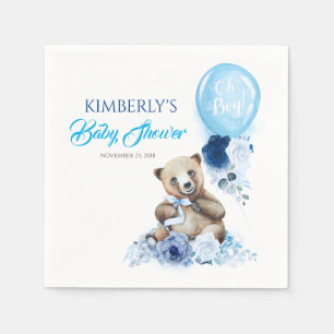 Serviette En Papier Le Baby shower de Little Bear et Blue Floral Ballo