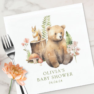 Serviette En Papier Le Baby shower de l'Ours de la nature