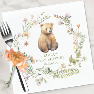 Serviette En Papier Le Baby shower de l'Ours de la nature