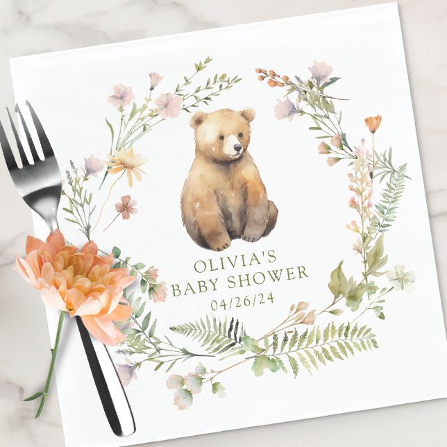 Serviette En Papier Le Baby shower de l'Ours de la nature (Créateur téléchargé)