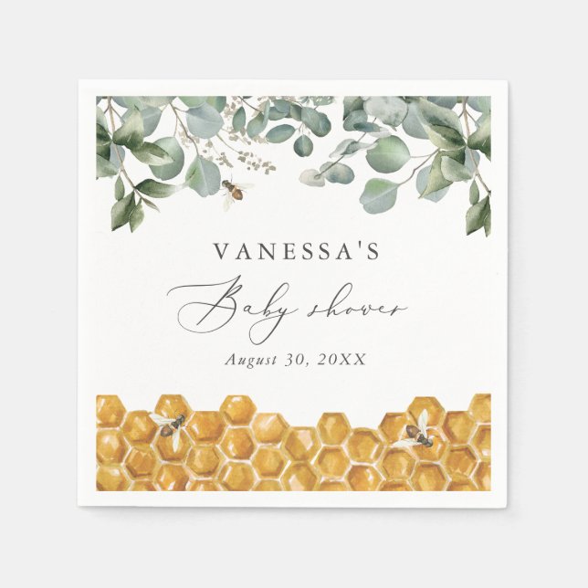 Serviette En Papier Le Baby shower de verdure Can Bee (Devant)