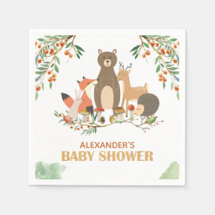 Serviette En Papier Le Baby shower des animaux des bois