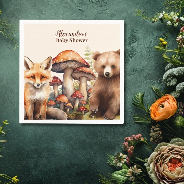 Serviette En Papier Le Baby shower des animaux des bois (Créateur téléchargé)