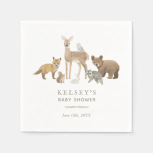 Serviette En Papier Le Baby shower des animaux des bois