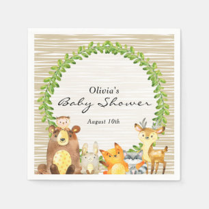 Serviette En Papier Le Baby shower des animaux des bois