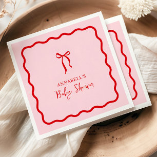 Serviette En Papier Le Baby shower rose et rouge de Valentine