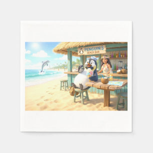 Serviette En Papier Le bar de plage du pingouin
