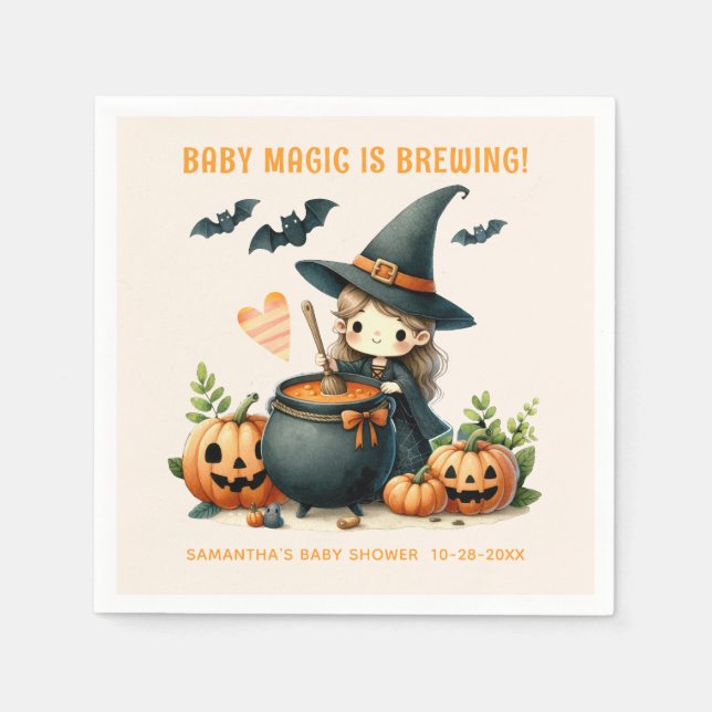 Serviette En Papier Le bébé brasse le baby shower d'Halloween (Devant)