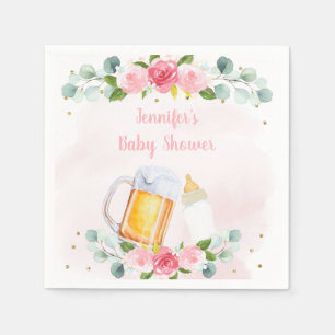 Serviette En Papier Le bébé brasse le Baby shower Floral d'or rose