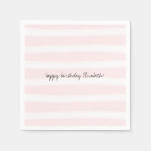 Serviette En Papier Le blanc rose doux barre l'aquarelle