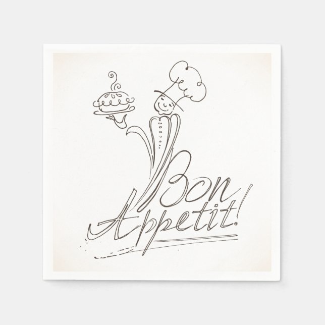 Serviette En Papier Le Bon Chef dit Bon Appetit ! (Devant)