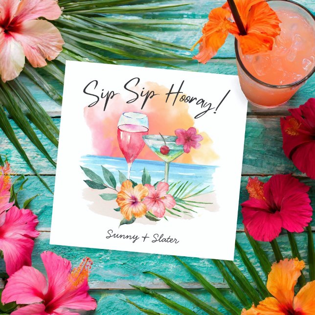 Serviette En Papier Le bord de mer Sippin' | Tropical Beach Sip Sip Ho (Créateur téléchargé)