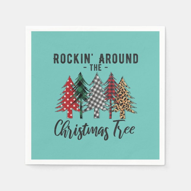 Serviette En Papier Le Cadeau De Noël En Rockin Autour Du sapin De Noë (Devant)