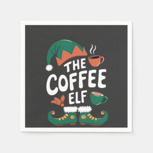 Serviette En Papier Le café elf amusant Noël elf Louvain de caféine