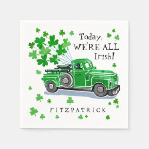 Serviette En Papier Le camion vintage de vert du jour de St Patrick