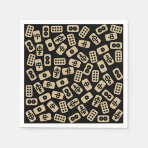Serviette En Papier Le carrelage du Mahjong brun noir