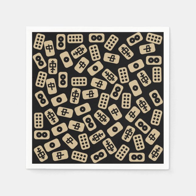 Serviette En Papier Le carrelage du Mahjong brun noir (Devant)