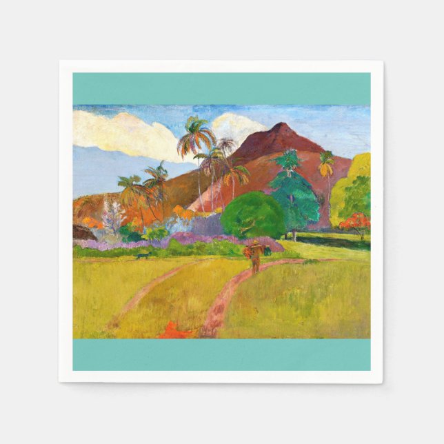 Serviette En Papier Le célèbre tableau du Paysage tahitien de Paul Gau (Devant)