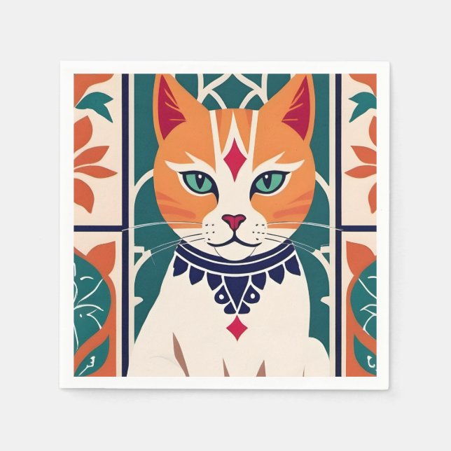 Serviette En Papier Le charme majestueux de Feline (Devant)