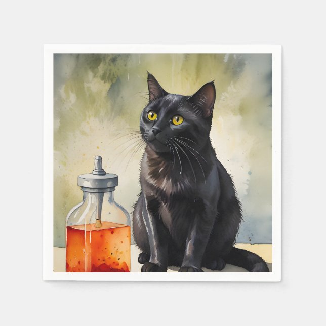 Serviette En Papier Le chat de l'alchimiste (Devant)