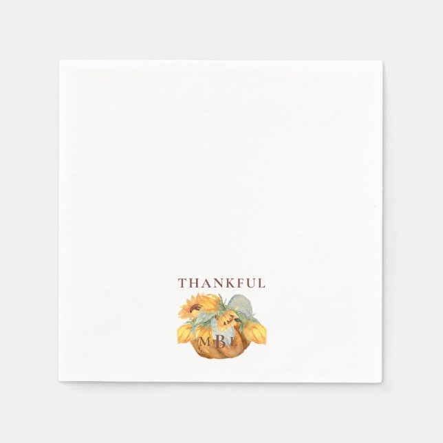 Serviette En Papier Le Citrouille de Thanksgiving Monogram Thankful Co (Devant)