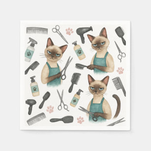 Serviette En Papier Le coiffeur de chat travaille pour des Amoureux de