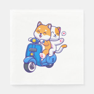 Serviette En Papier Le Couple Shiba Mignon