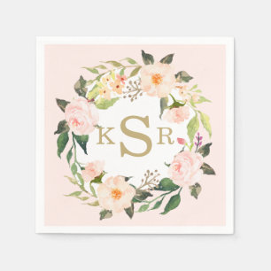 Serviette En Papier Le cru rougissent guirlande florale de roses roses