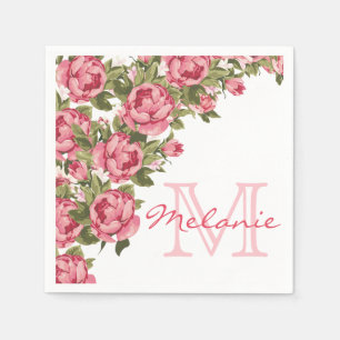 Serviette En Papier Le cru rougissent les pivoines roses nom,