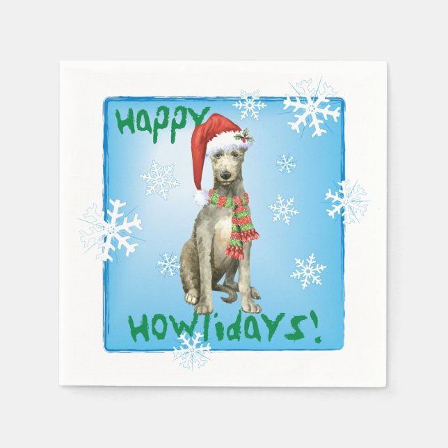 Serviette En Papier Le Deerhound écossais de Noël (Devant)