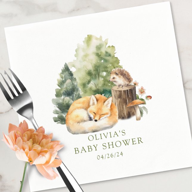 Serviette En Papier Le délicieux Baby shower de Fox de la nature (Créateur téléchargé)
