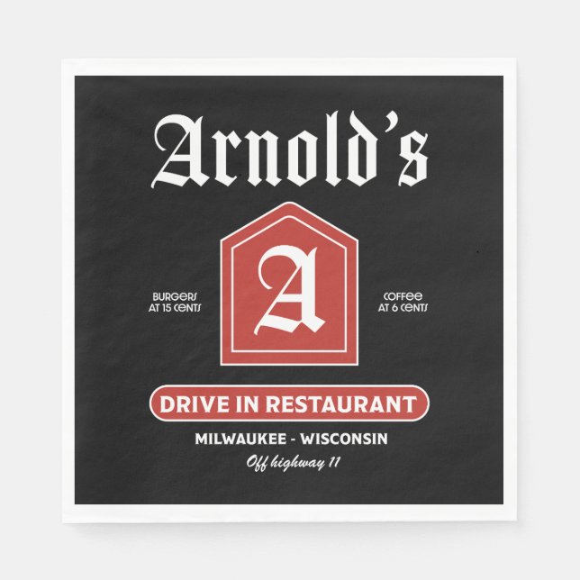 Serviette En Papier Le dîner américain des années 1950 (Devant)