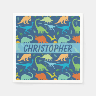 Serviette En Papier Le dinosaure coloré personnalisent