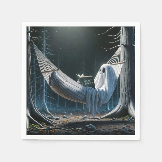 Serviette En Papier Le fantôme d'Halloween dans un hamac (Devant)