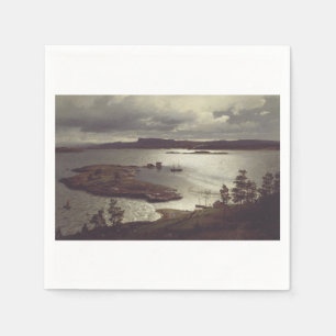 Serviette En Papier Le fjord de Sandvik par Hans Gude