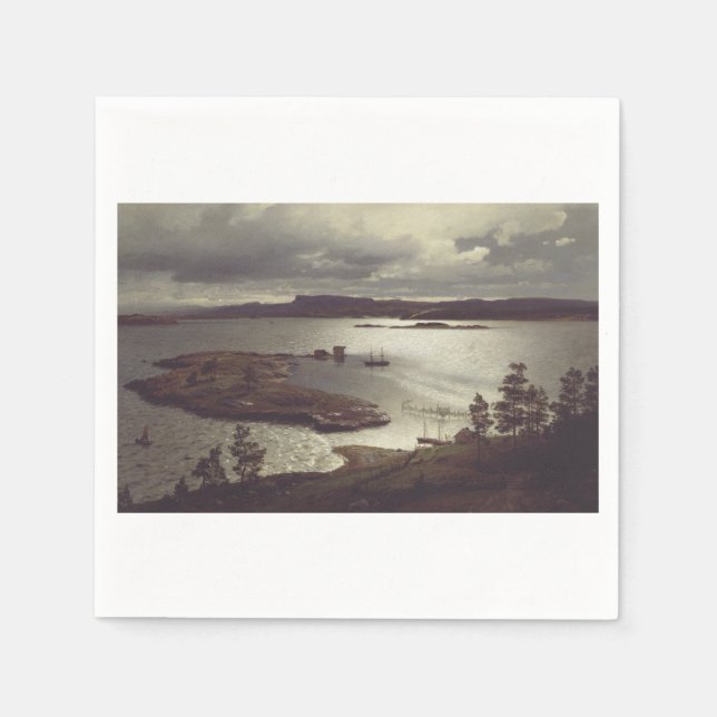 Serviette En Papier Le fjord de Sandvik par Hans Gude (Devant)
