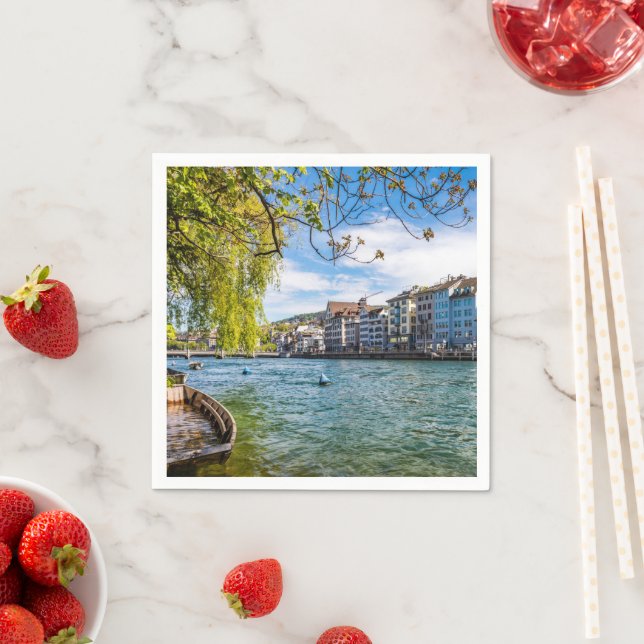 Serviette En Papier Le fleuve Limmat, Zurich (En situation)
