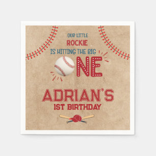 Serviette En Papier Le garçon de 1er anniversaire du baseball