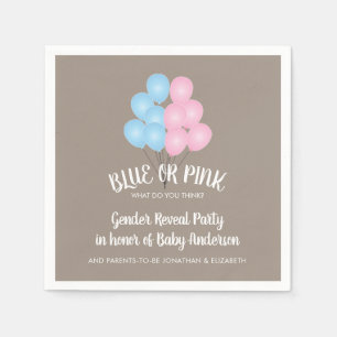 Serviette En Papier Le genre rose et de bleu de ballons indiquent la