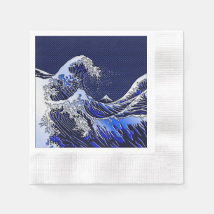 Serviette En Papier Le grand Hokusai Wave Chrome Carbon Aspect