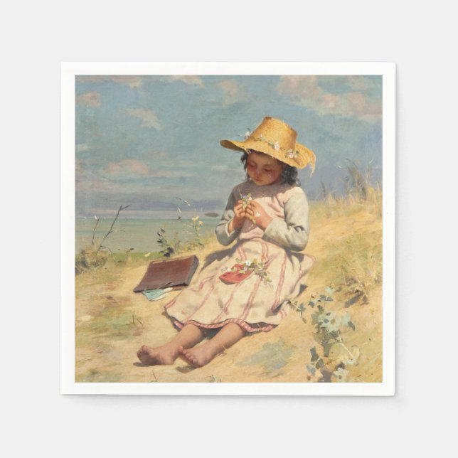 Serviette En Papier Le jeune botaniste (par Paul Peel) (Devant)