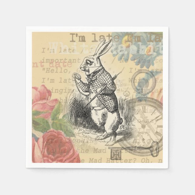 Serviette En Papier Le lapin blanc Alice au pays des merveilles (Devant)
